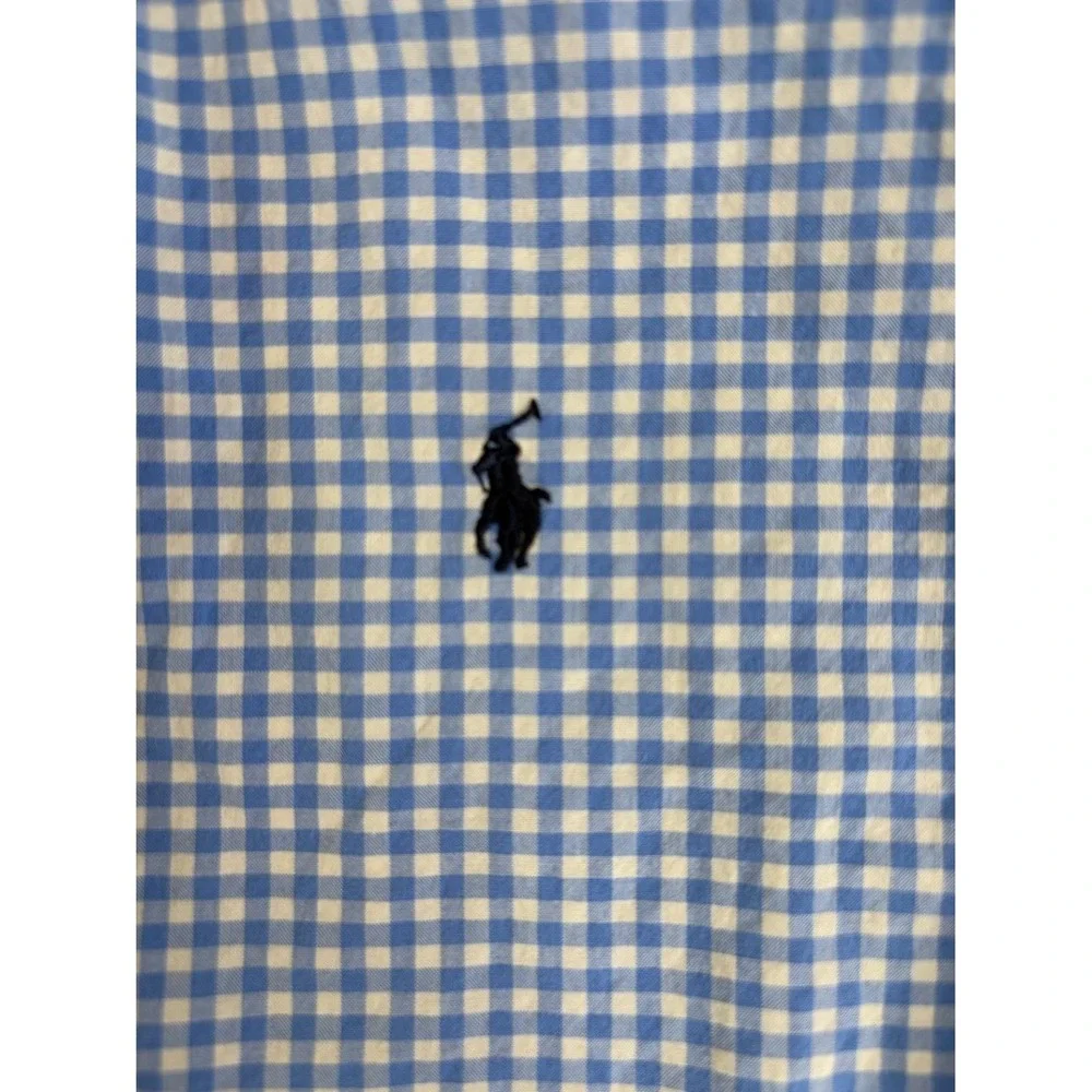 Ralph Lauren Button-Up Size 7 Blue Cotton Blend Short Sleeves